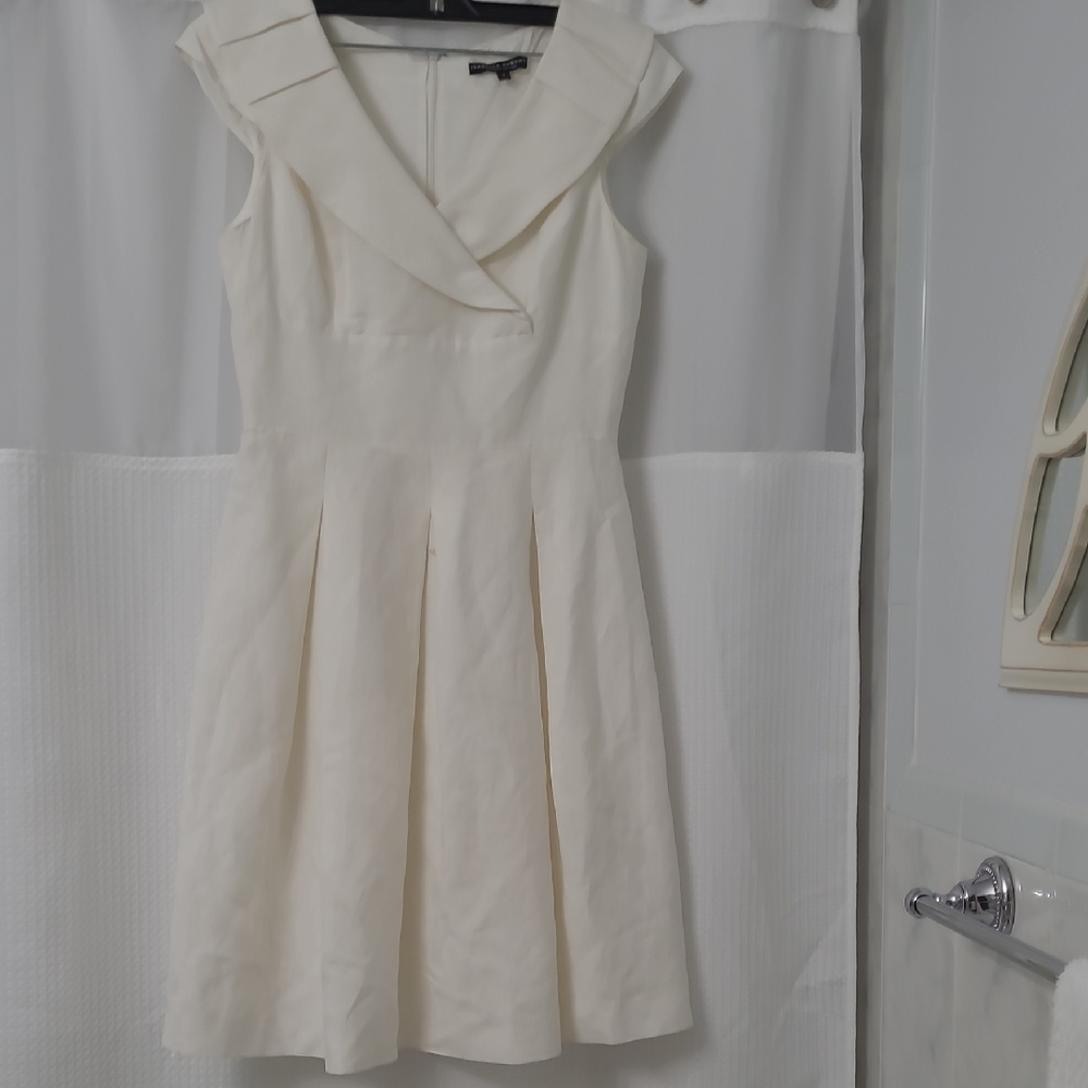 Cream Fit and Flare Mini Dress with Sailor Collar